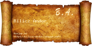 Bilicz Andor névjegykártya