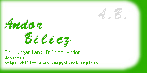 andor bilicz business card